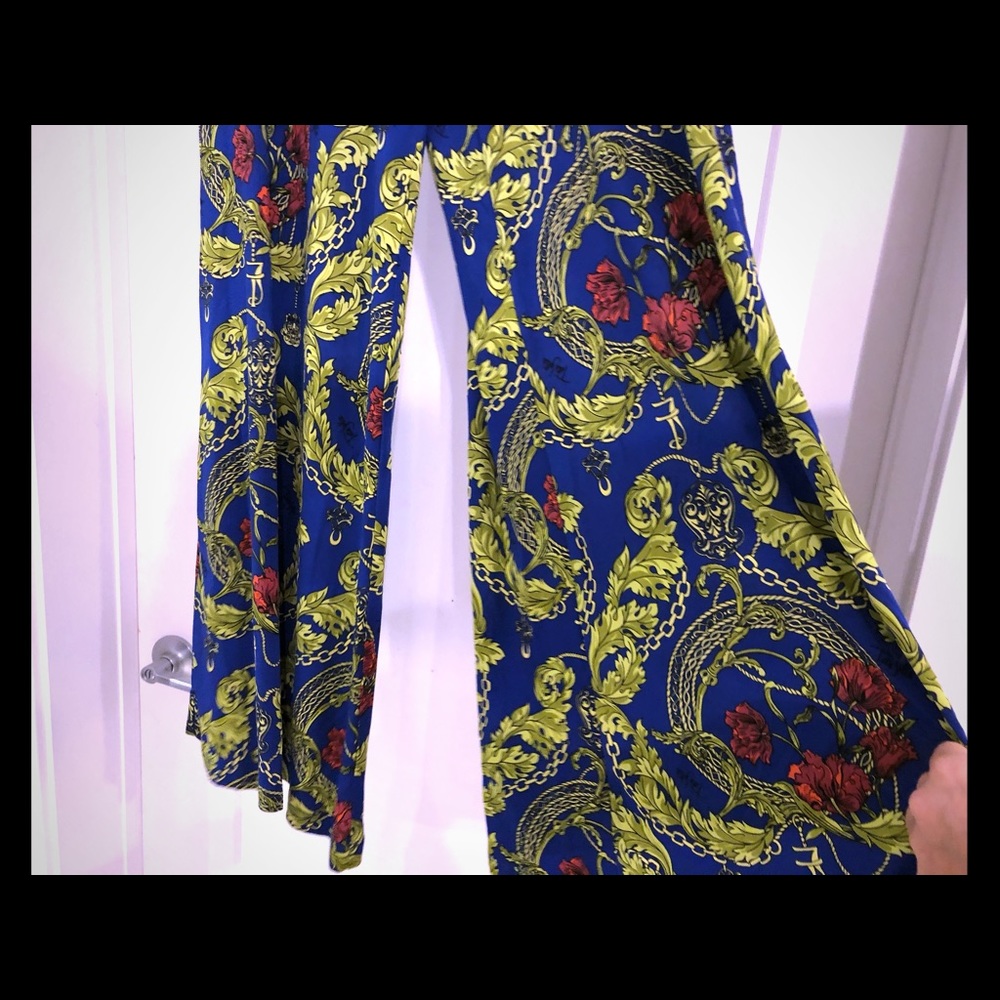 Beautiful blue printed flared bottom pants